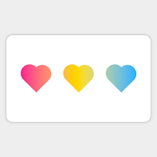 Bi+ Hearts Pansexual Flag (Horizontal Gradient Trio) Magnet